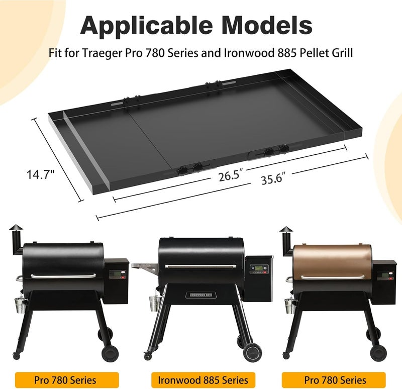 PHYESUVIN Universal Adjustable Grill Storage Shelf for Traeger Pro Series 780 and Ironwood 885 Pellet Grill, Grill Accessories for Traeger Pellet Grill to Provide More Storage Space - Image 2